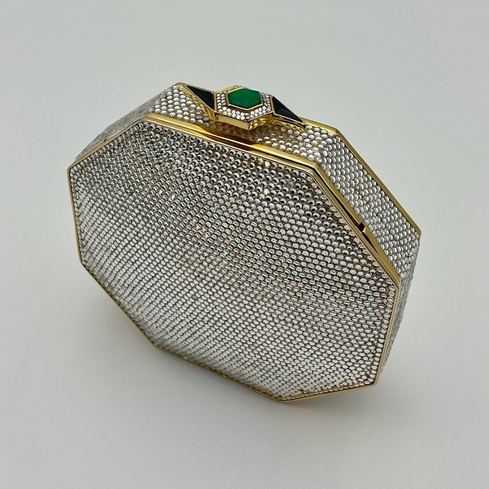Judith Leiber Vintage Gold Crystal Minaudière Clutch with original bag